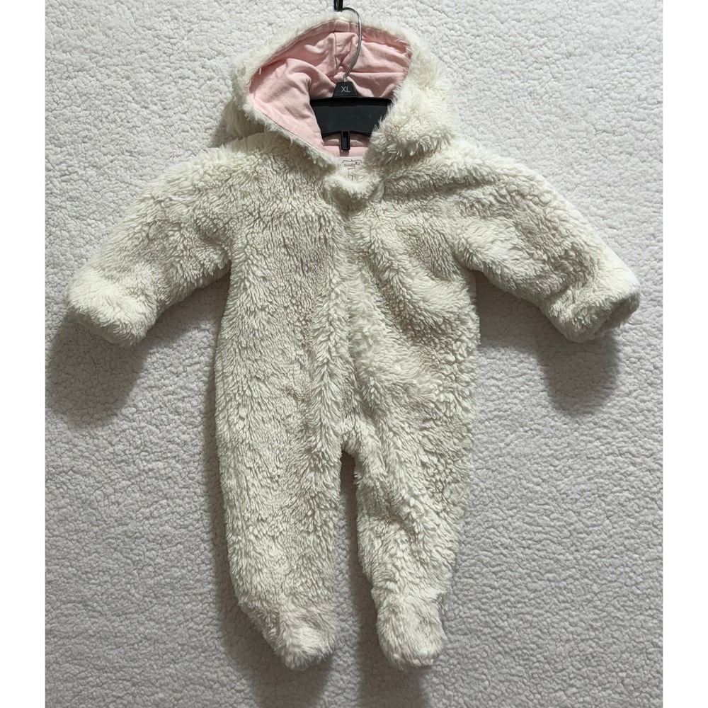 Mud Pie Baby Girls Unicorn Fleece Hooded Snowsuit Bunting 3-6 Months Cream‎ Pink